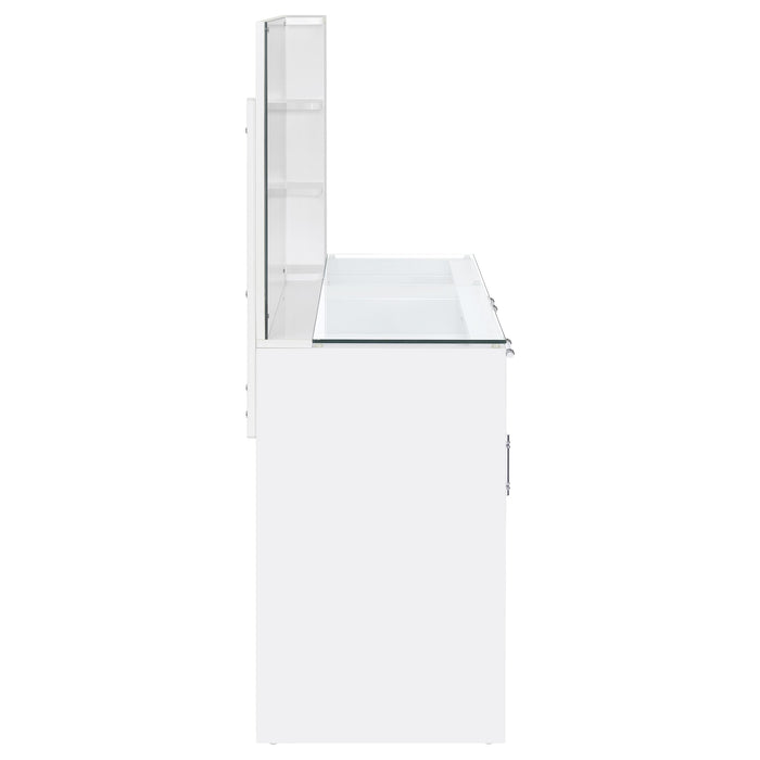 Flora 2-drawer Vanity Set with LED Mirror White High Gloss