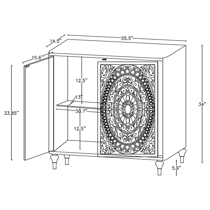 Cardella 2-door Mandala Accent Cabinet Distressed White