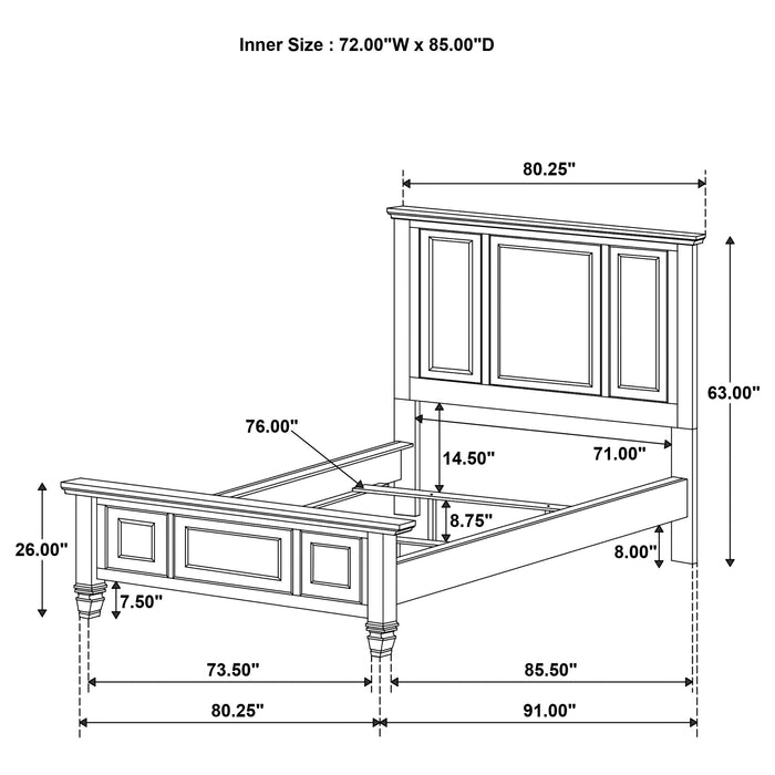 Sandy Beach 63-inch California King Wood Panel Bed Black