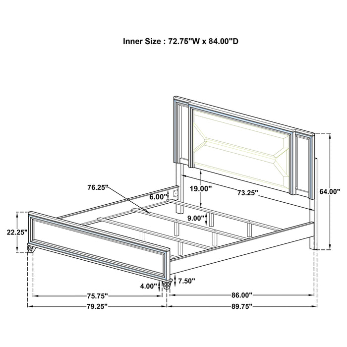 Marmore 64-inch California King Bed LED Headboard White