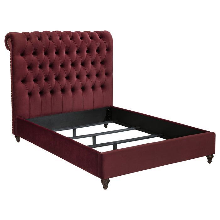 Devon 4-piece Full Bedroom Set Wine Red and Dark Oak