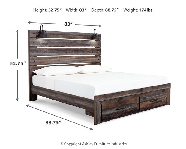 Drystan  Panel Bed With 2 Storage Drawers