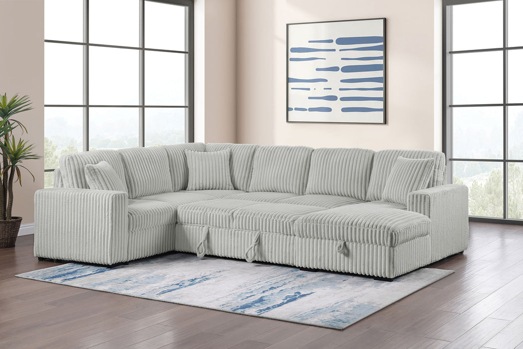 Devonshire Sleeper Sectional Sofa Storage Chaise Grey