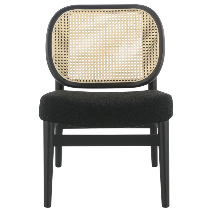 Rayo Rattan Cane Back Accent Chair with Padded Seat Black