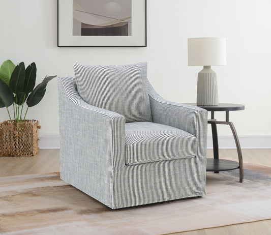 Winter Upholstered Sloped Arm Accent Swivel Chair Grey