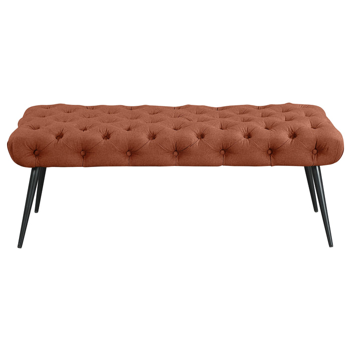 Ella Upholstered Tufted Bench Metal Legs Rust