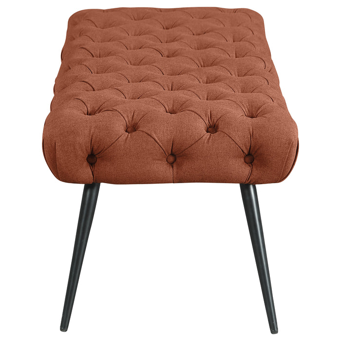 Ella Upholstered Tufted Bench Metal Legs Rust