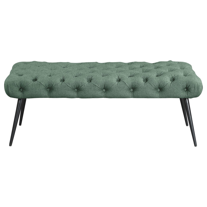 Ella Upholstered Tufted Bench Metal Legs Teal