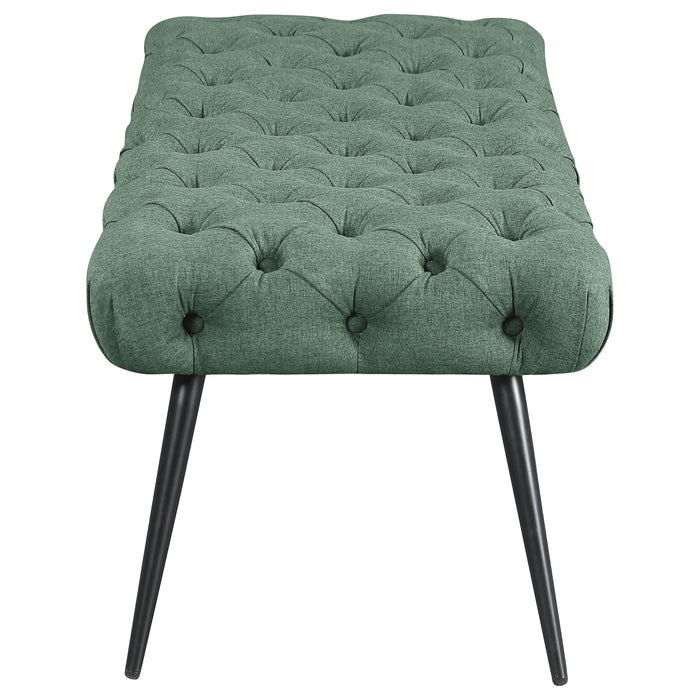 Ella Upholstered Tufted Bench Metal Legs Teal