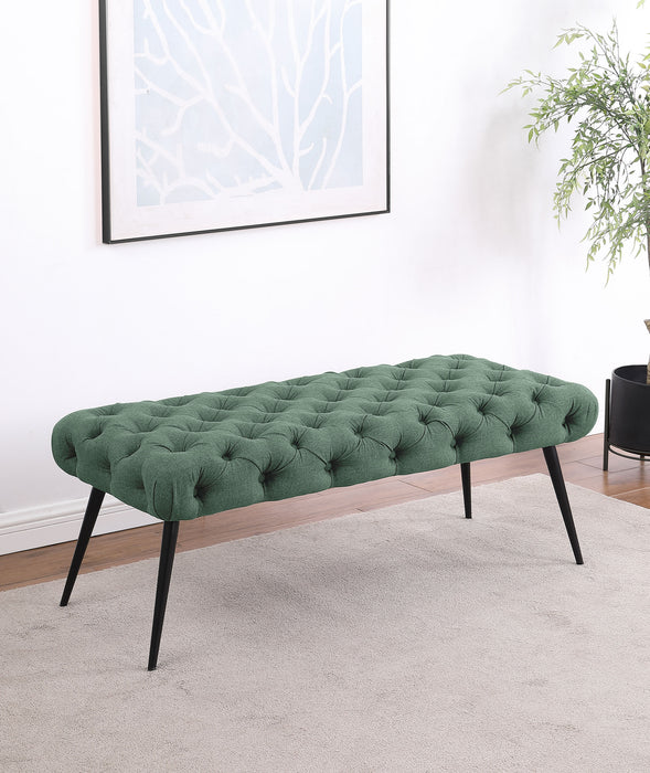 Ella Upholstered Tufted Bench Metal Legs Teal