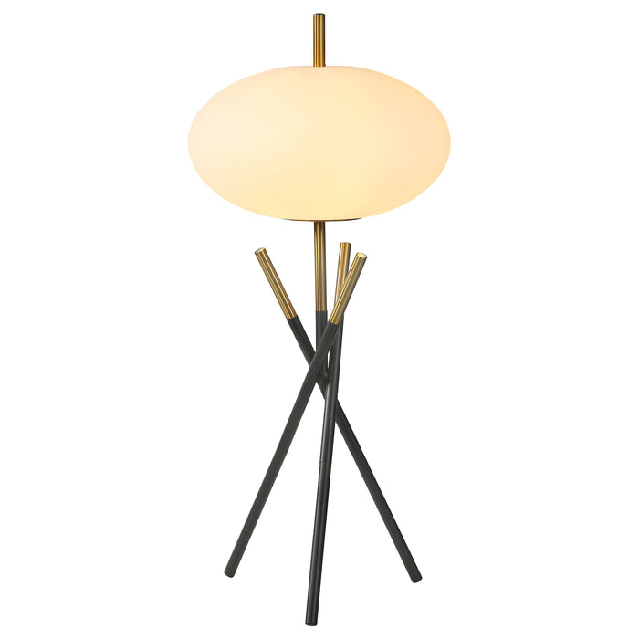 Layton White Orb Shade Tripod Table Lamp Black