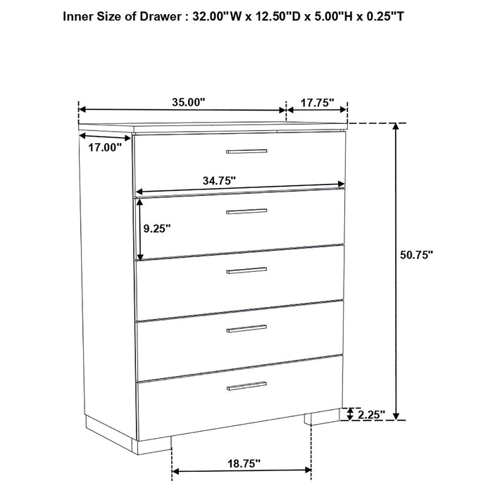 Felicity 5-piece Queen Platform Bedroom Set White