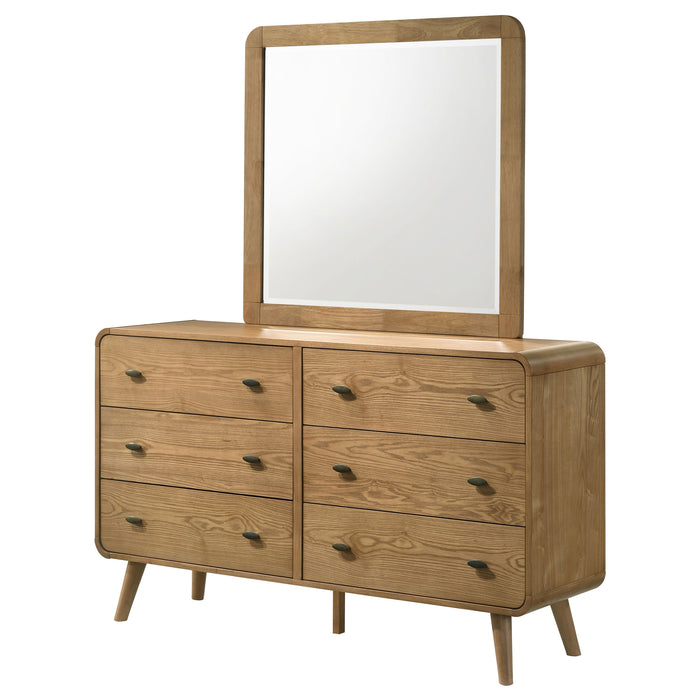 Robyn 6-drawer Bedroom Dresser and Mirror Light Ash