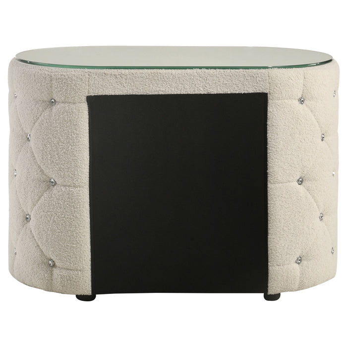 Sonya 2-drawer Upholstered Nightstand Bedside Table Ivory