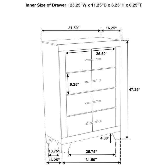 Trenton 4-drawer Bedroom Chest of Drawers Rustic Cream