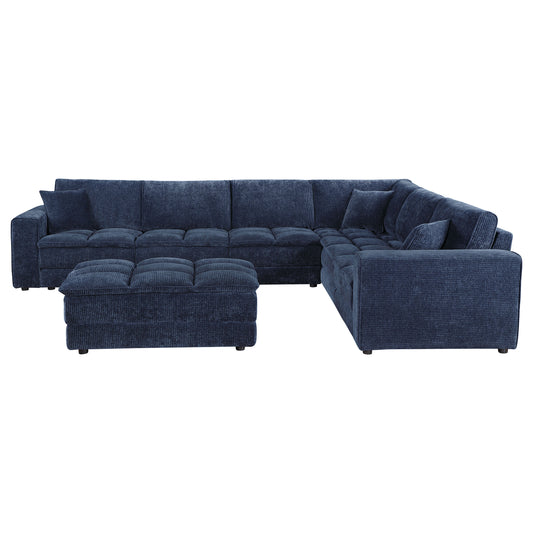 Atlantic 7-piece Upholstered Modular Sectional Sofa Blue