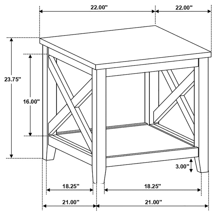 Hollis 2-piece Square Coffee and End Table Set White