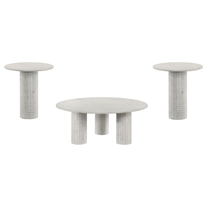 Astoria 3-piece Marble Coffee and End Table Set White