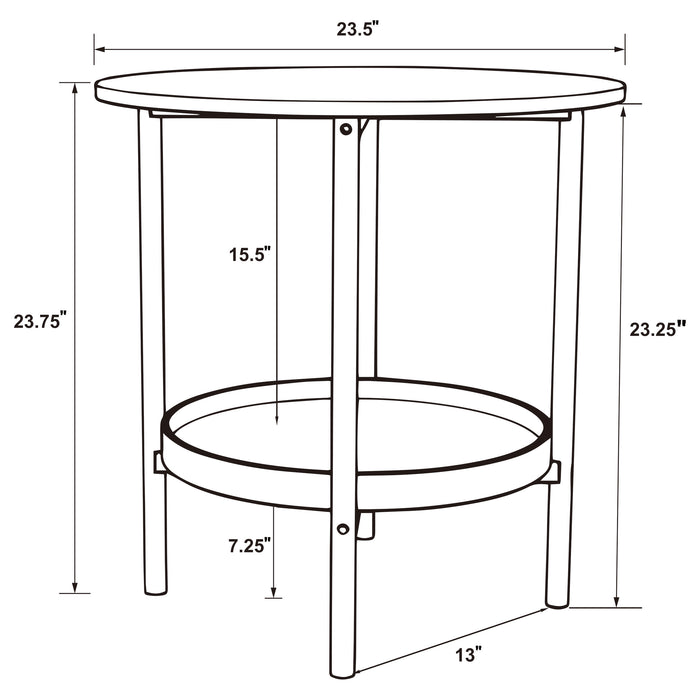 Delfin 2-piece Round Coffee and End Table Set Brown