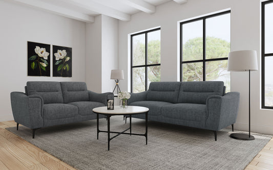 Nolan 2-piece Upholstered Sofa Set Charcoal