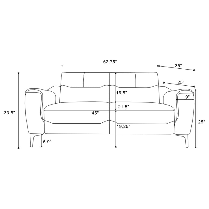 Nolan Upholstered Sloped Track Arm Loveseat Charcoal