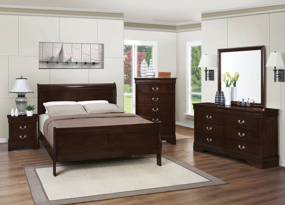 Louis Philippe Wood Full Sleigh Bed Cappuccino