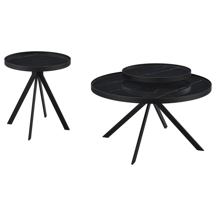 Briggs 2-piece Round Coffee and End Table Set Black