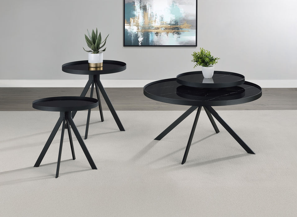 Briggs 3-piece Round Coffee and End Table Set Black