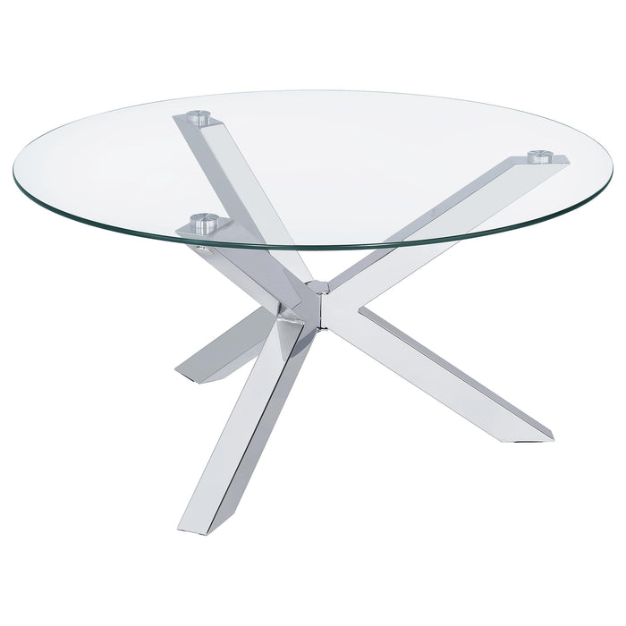 Kenzie 2-piece Round Coffee and End Table Set Chrome