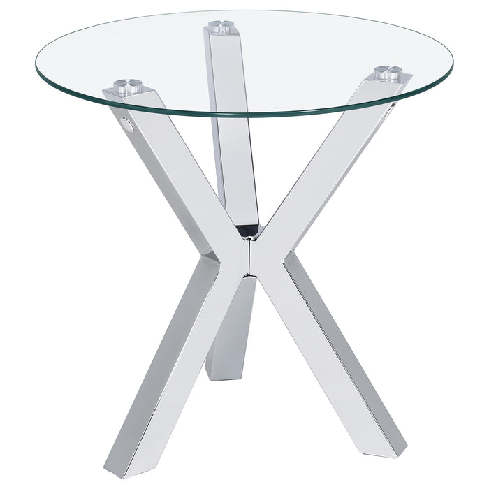 Kenzie 3-piece Round Coffee and End Table Set Chrome