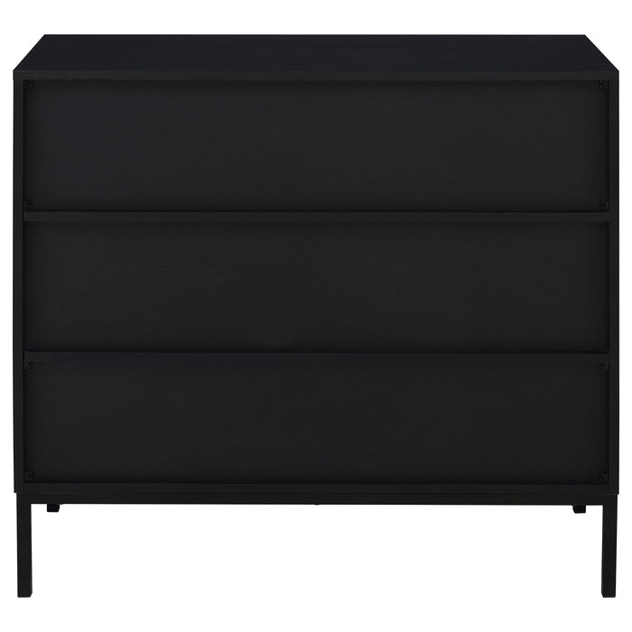 Jess 2-door Arched Fluted Glass Accent Cabinet Black