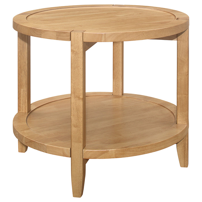 Camillo 3-piece Round Coffee and End Table Set Maple