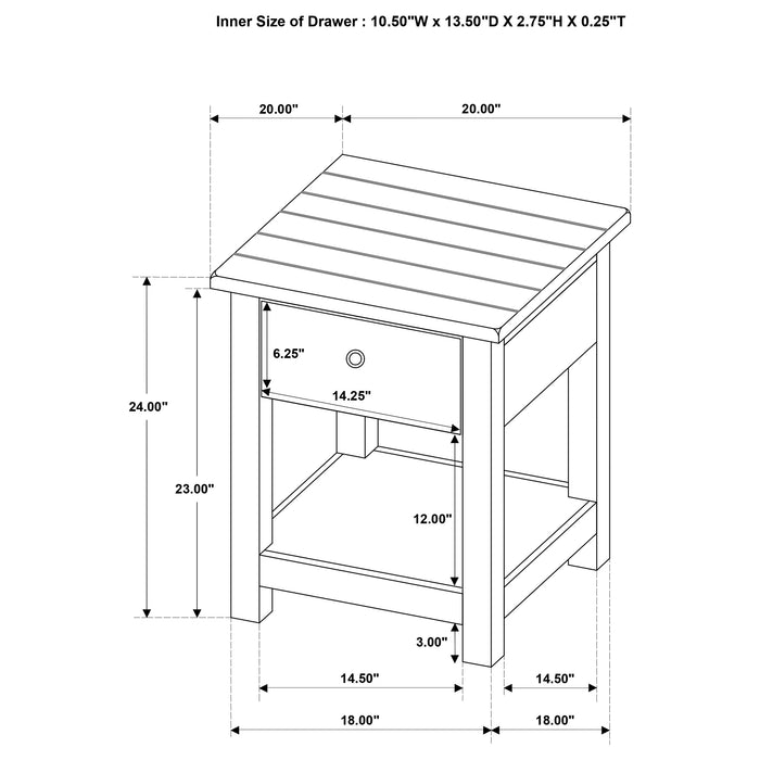 Payne 2-piece Coffee and 1-drawer End Table Set White