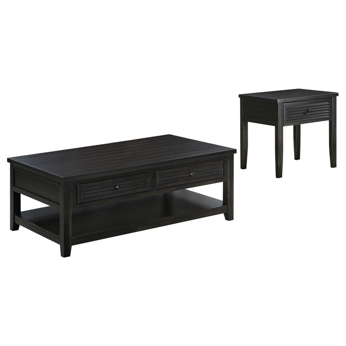 Concord 2-piece Coffee and End Table Set Distressed Java