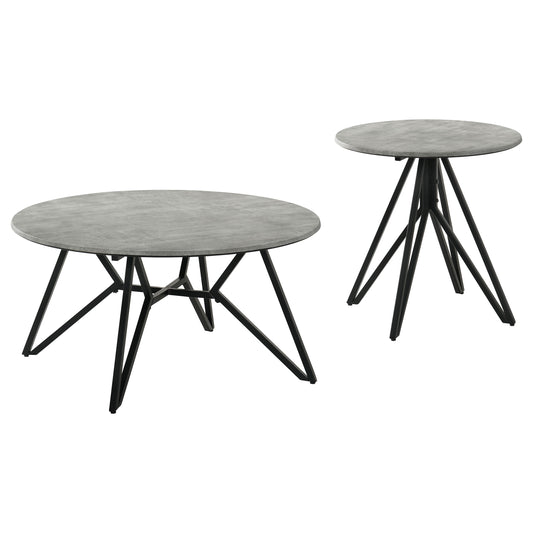 Hadi 2-piece Round SmartTop Coffee and End Table Set Cement