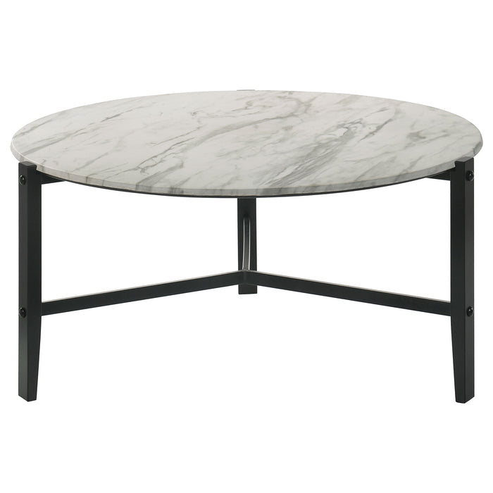 Tandi 2-piece Faux Marble Coffee and End Table Set White