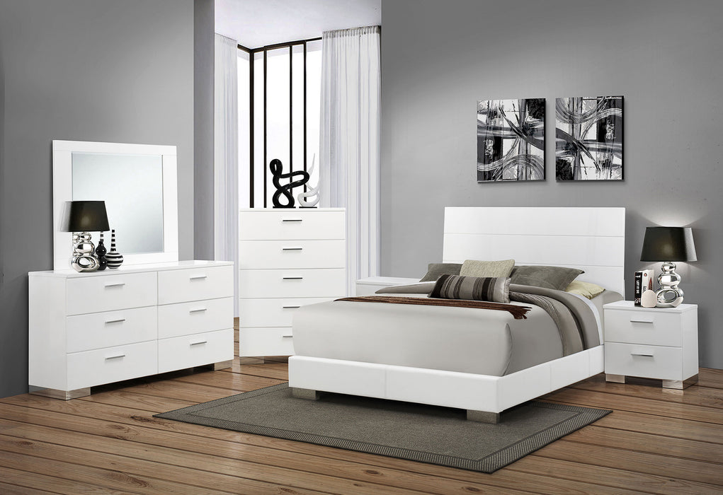 Felicity 6-piece Eastern King Bedroom Set White High Gloss