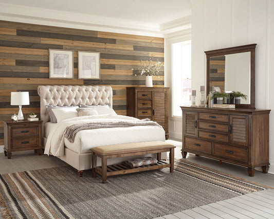 Devon 4-piece Eastern King Bedroom Set Beige and Oak