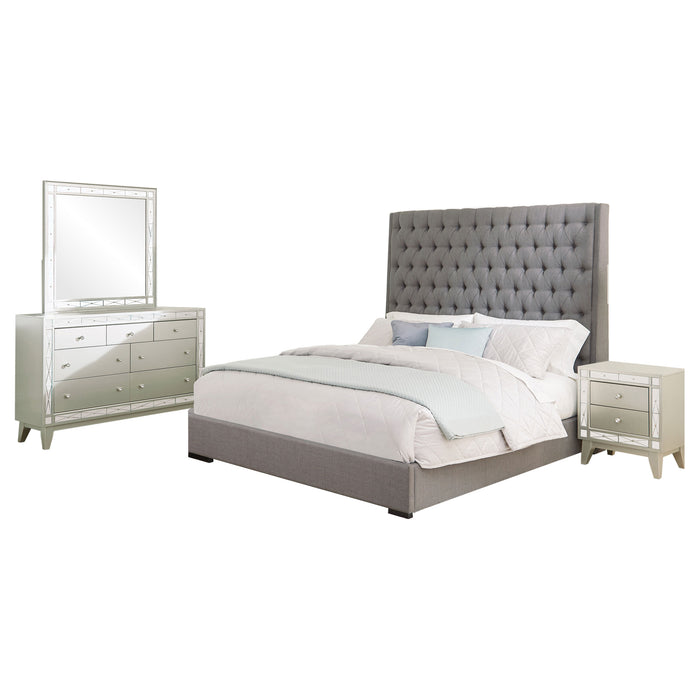 Camille 4-piece Eastern King Bedroom Set Metallic Mercury