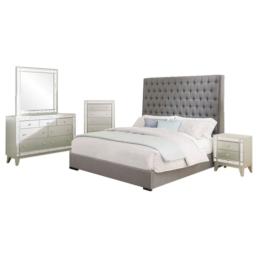 Camille 5-piece Eastern King Bedroom Set Metallic Mercury