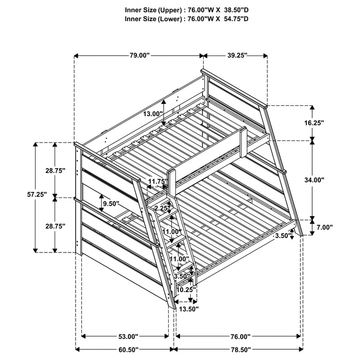 Holden Wood Veneer Twin Over Full Bunk Bed Walnut