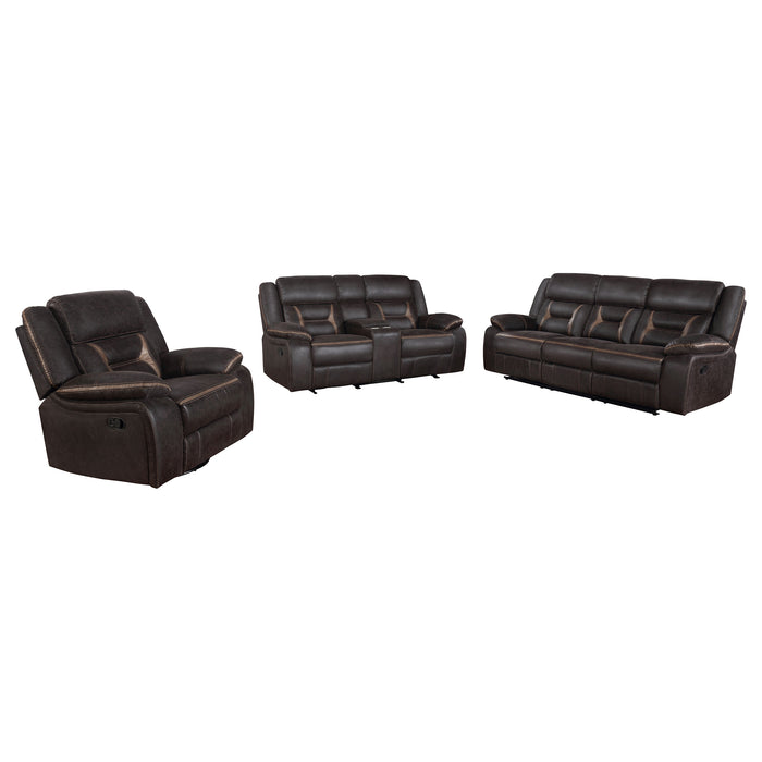 Greer 3-piece Upholstered Reclining Sofa Set Brown