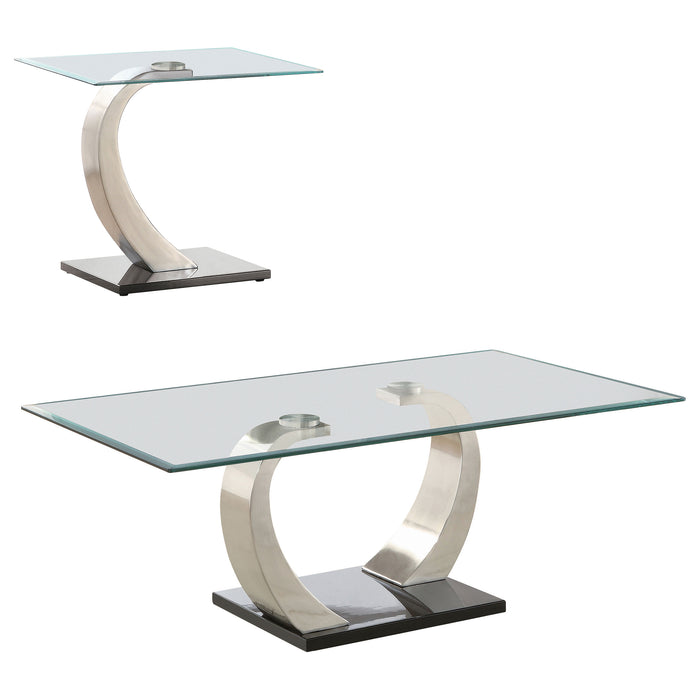 Pruitt 2-piece Coffee and End Table Set Satin Silver