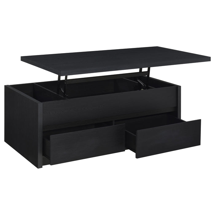 Knapp Lift Top Cocktail Coffee Table with Dual Drawers Black