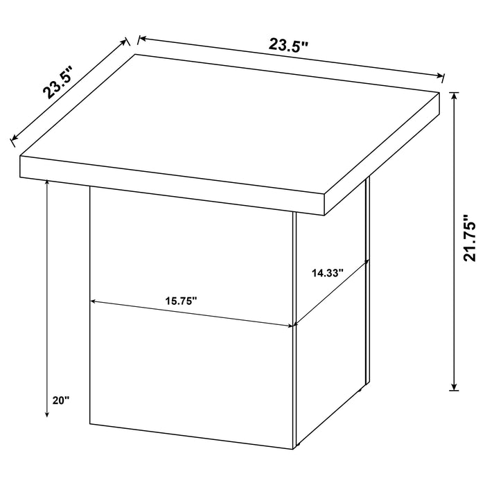 Max 2-piece Rectangular Coffee and End Table Set Black