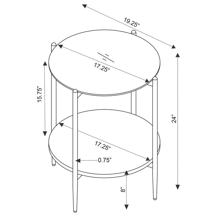 Jonelle 3-piece Round Coffee and End Table Set Gold