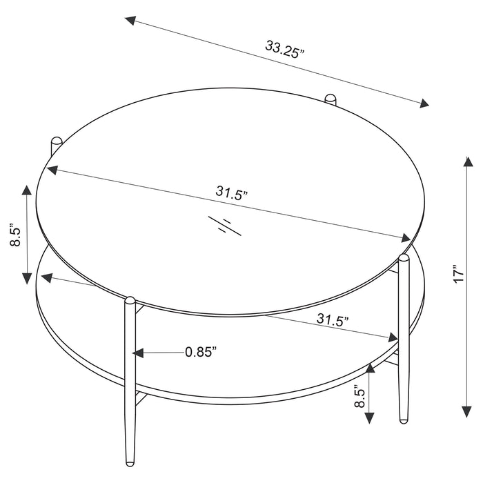 Jonelle 3-piece Round Coffee and End Table Set Gold